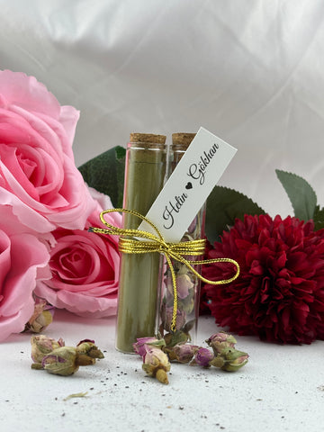 Henna und getrocknete Rose Glasröhre Geschenk