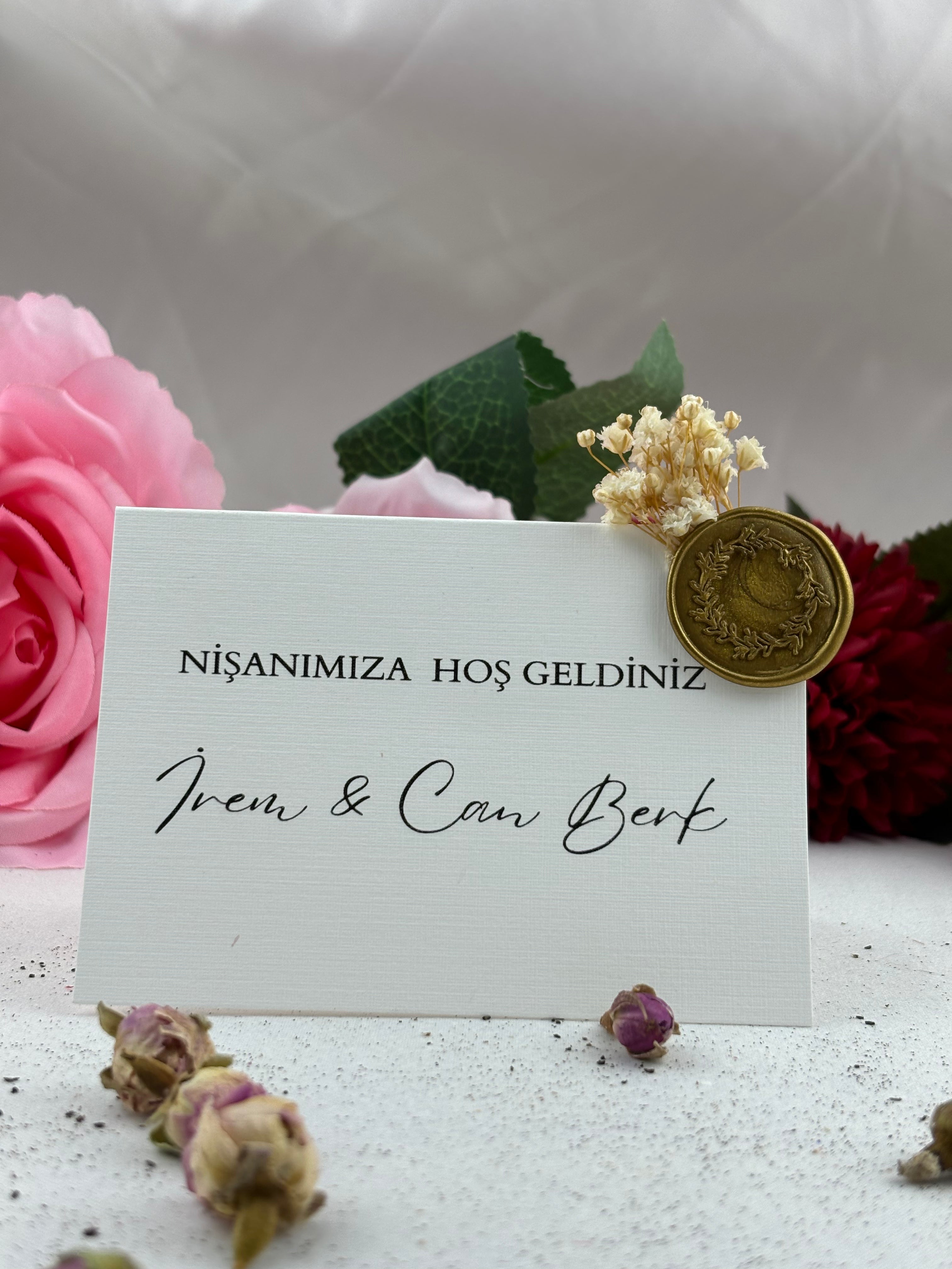 mühürlü kişiye özel masa isimliği, 10,5 × 7,5 cm