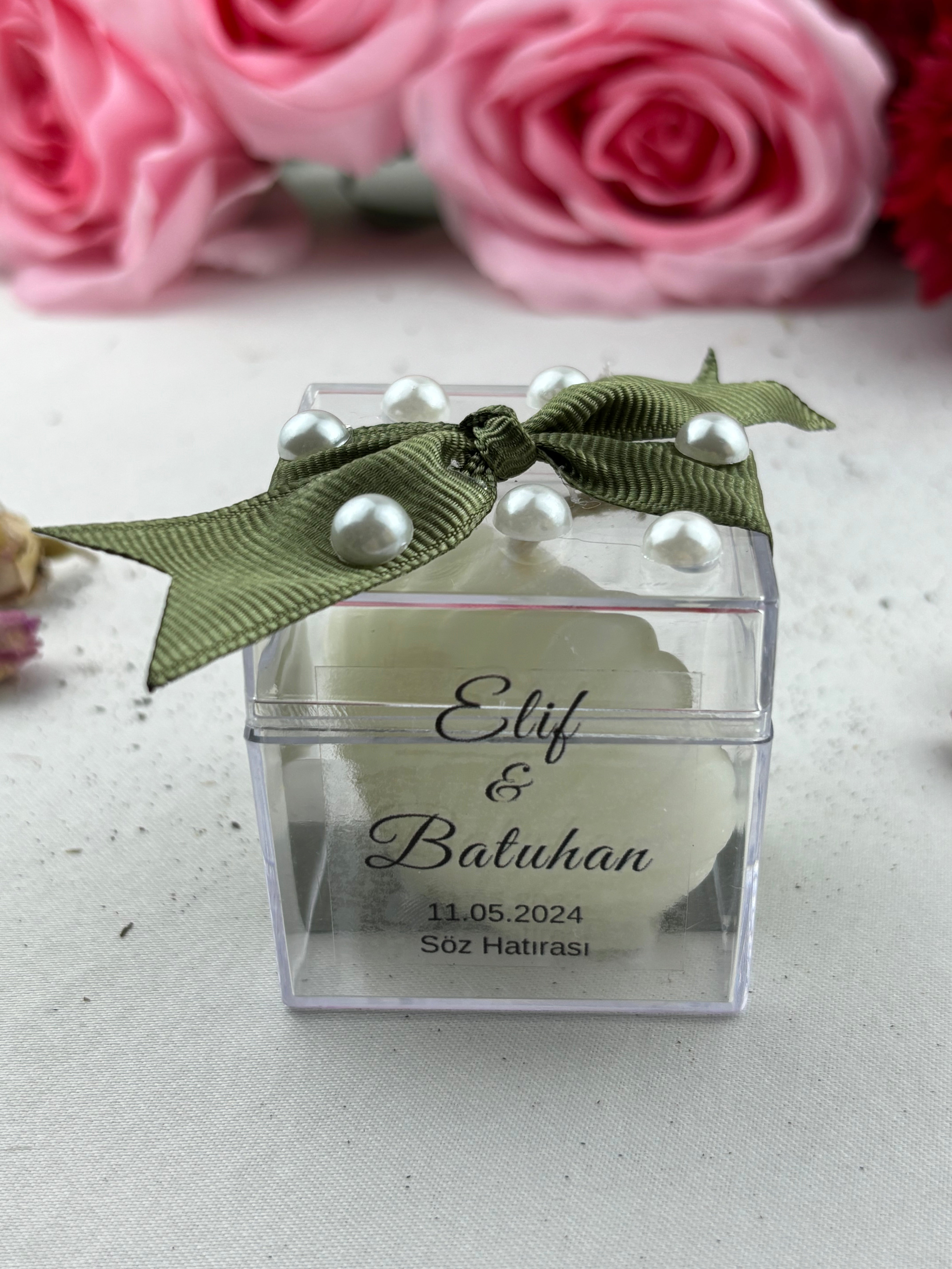 Austernkerze in einer Glimmerbox - Verlobungsgeschenke, personalisiertes Design