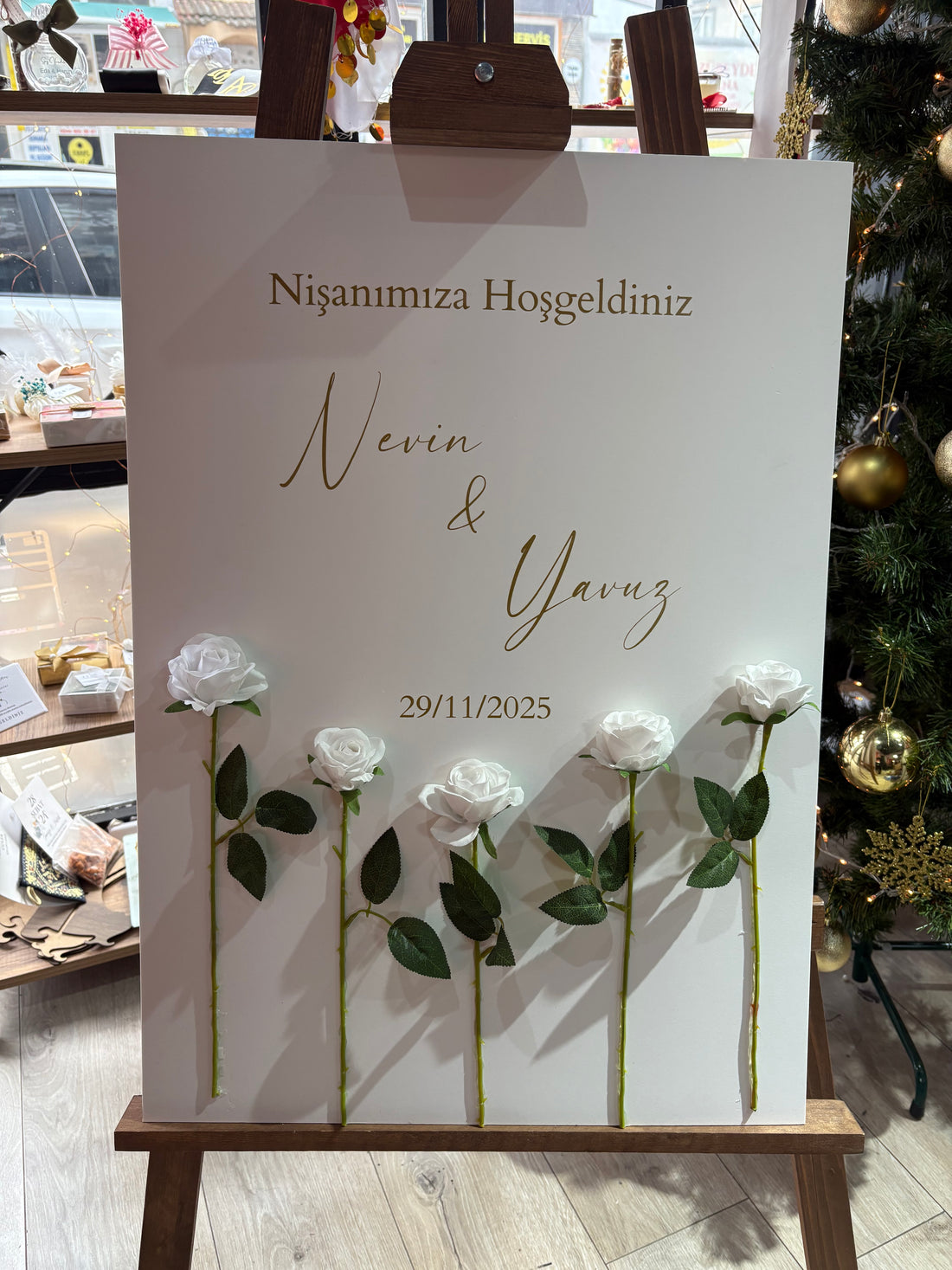 Düğün, Söz, Nişan, Kına, Sünnet Karşılama Panosu - Gül Süslemeli