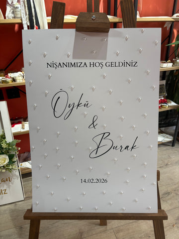 Özel İnci Detaylı Karşılama Panosu
