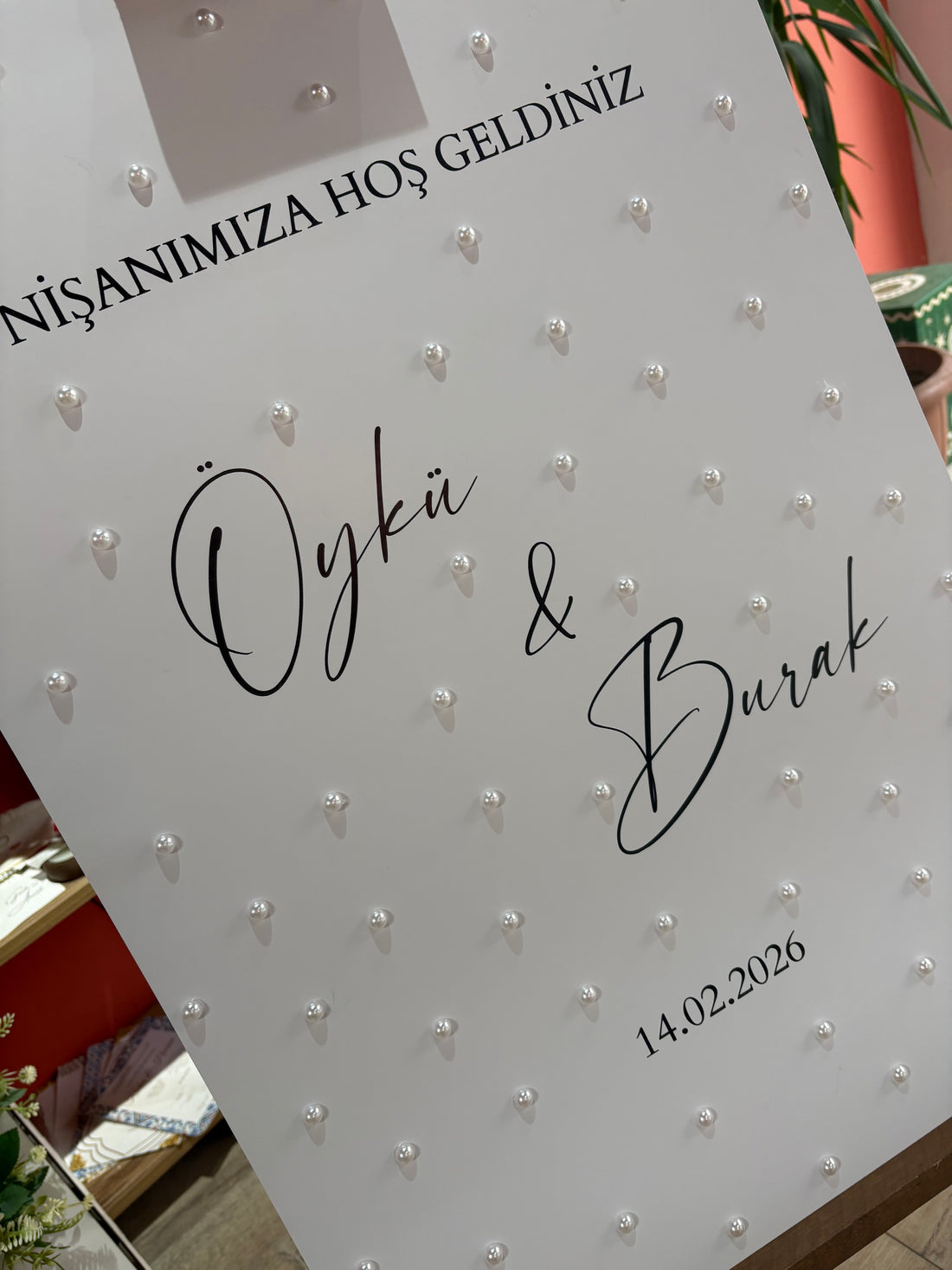 Özel İnci Detaylı Karşılama Panosu