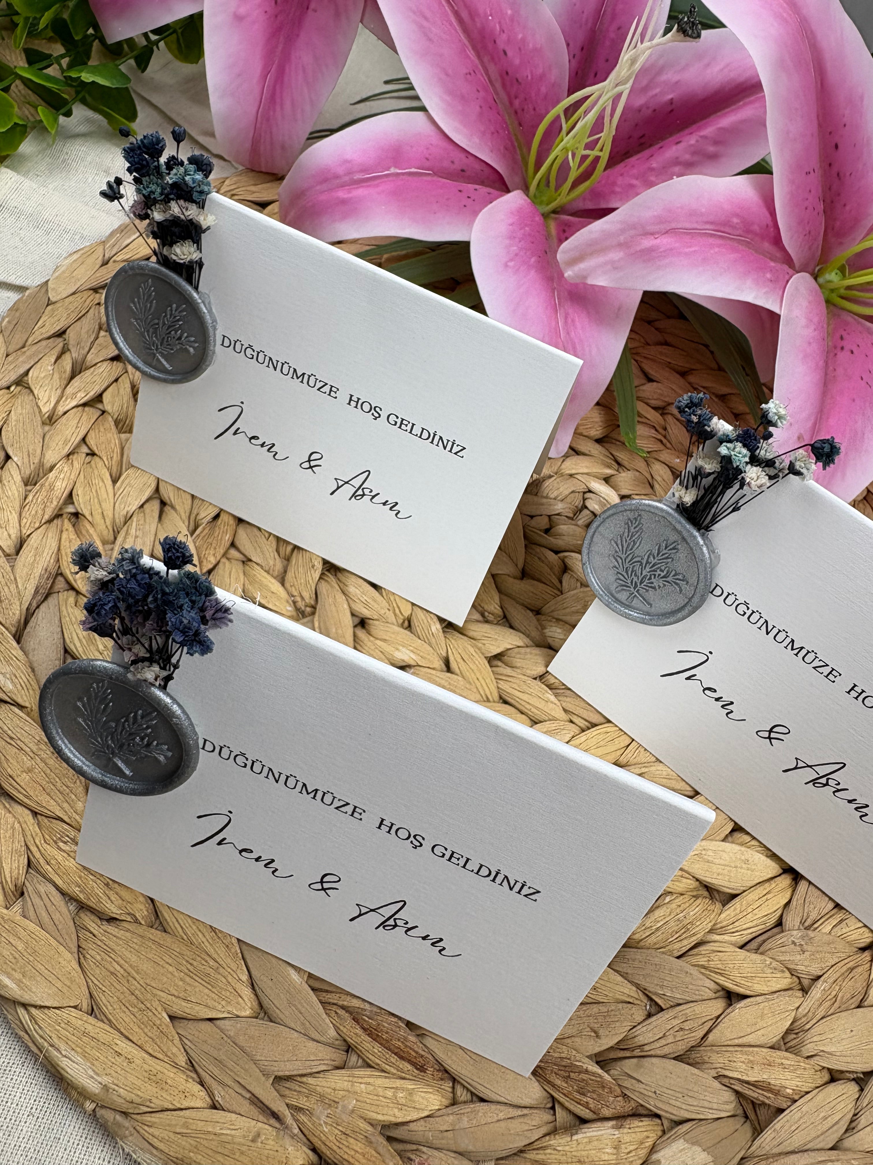 Lacivert Cipso Mühürlü Masa Kartı