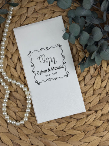 Bedruckte Servietten für besondere Anlässe | 20 Stück mit personalisierten Mustern – Für Hochzeiten, Verlobungen, Versprechen und Einladungen