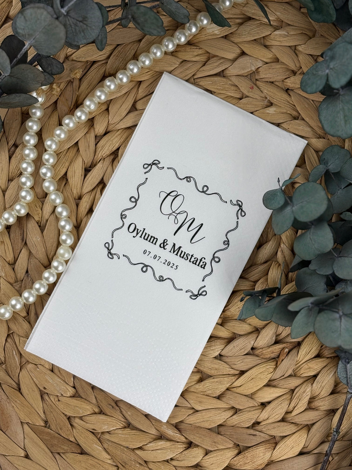 Bedruckte Servietten für besondere Anlässe | 20 Stück mit personalisierten Mustern – Für Hochzeiten, Verlobungen, Versprechen und Einladungen
