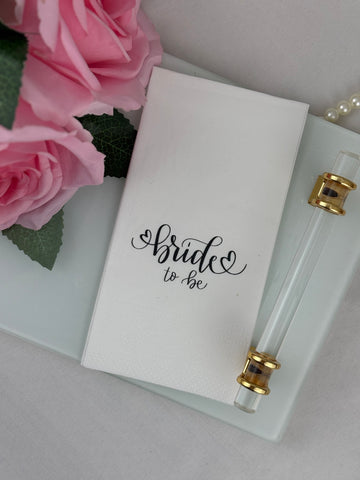 Kaligrafi Bride To Be Yazılı kişiye özel isimli peçete, düğün ve nişan için 20'li paket