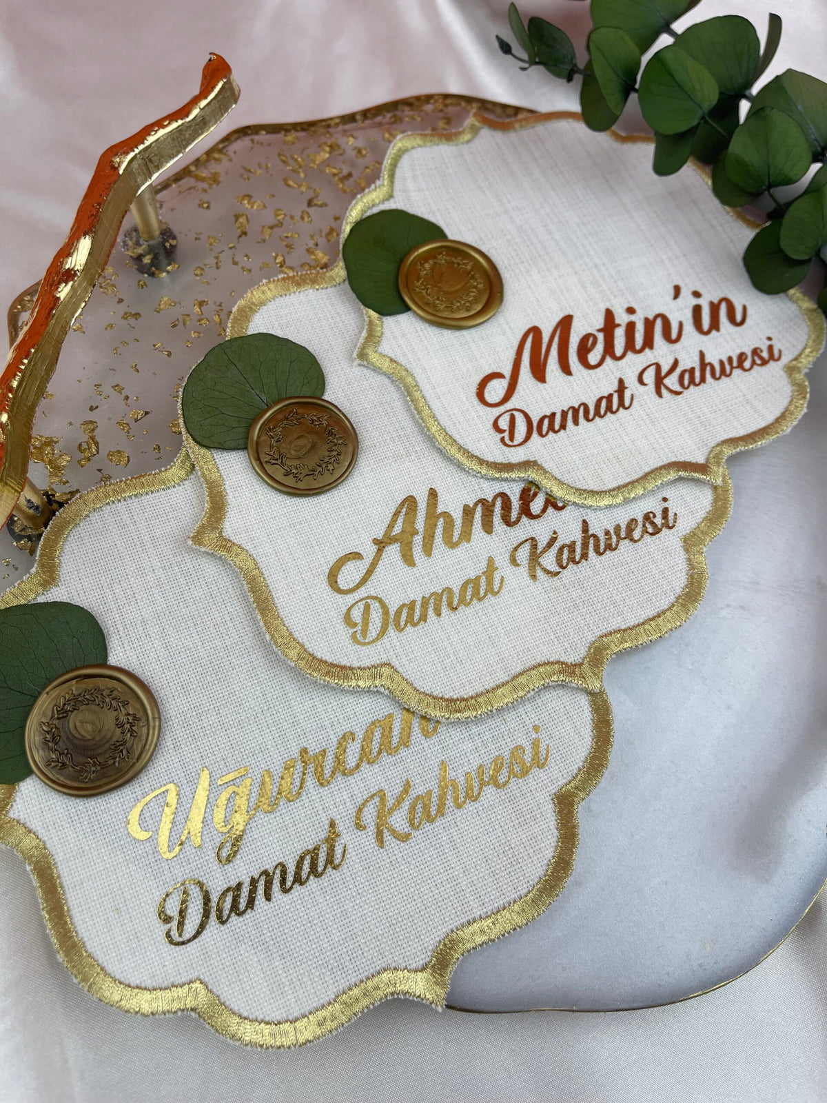Mühürlü Model Damat Kahvesi Sunum Mendili