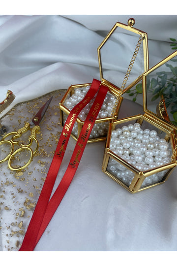 Söz ve Nişan Kurdelesi Kırmızı Gold Yazılı Saten.