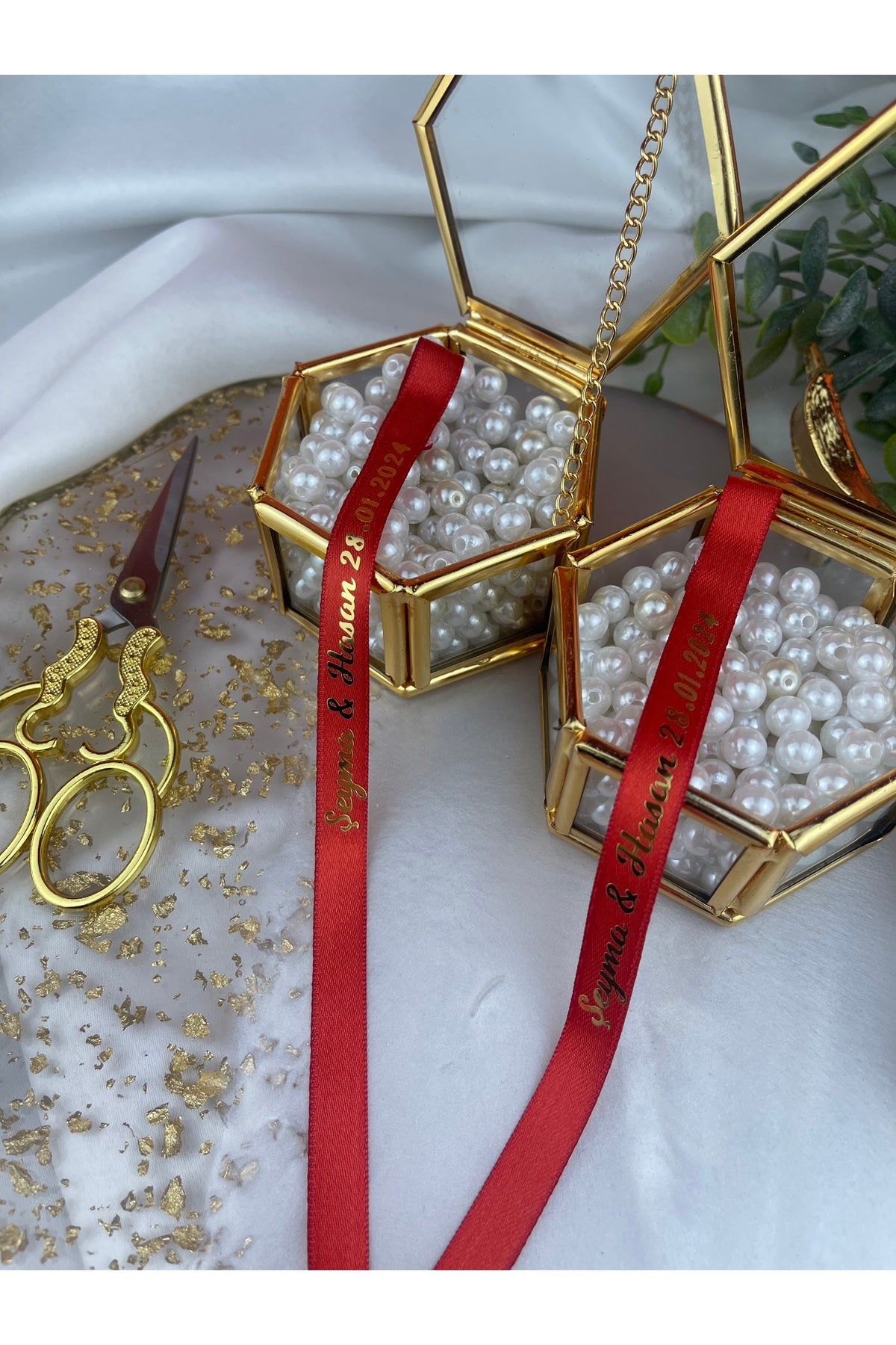Söz ve Nişan Kurdelesi Kırmızı Gold Yazılı Saten.