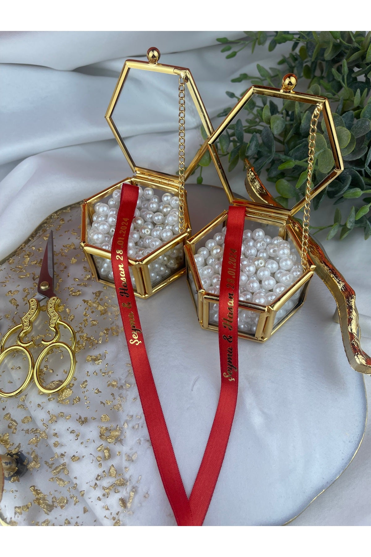 Söz ve Nişan Kurdelesi Kırmızı Gold Yazılı Saten.