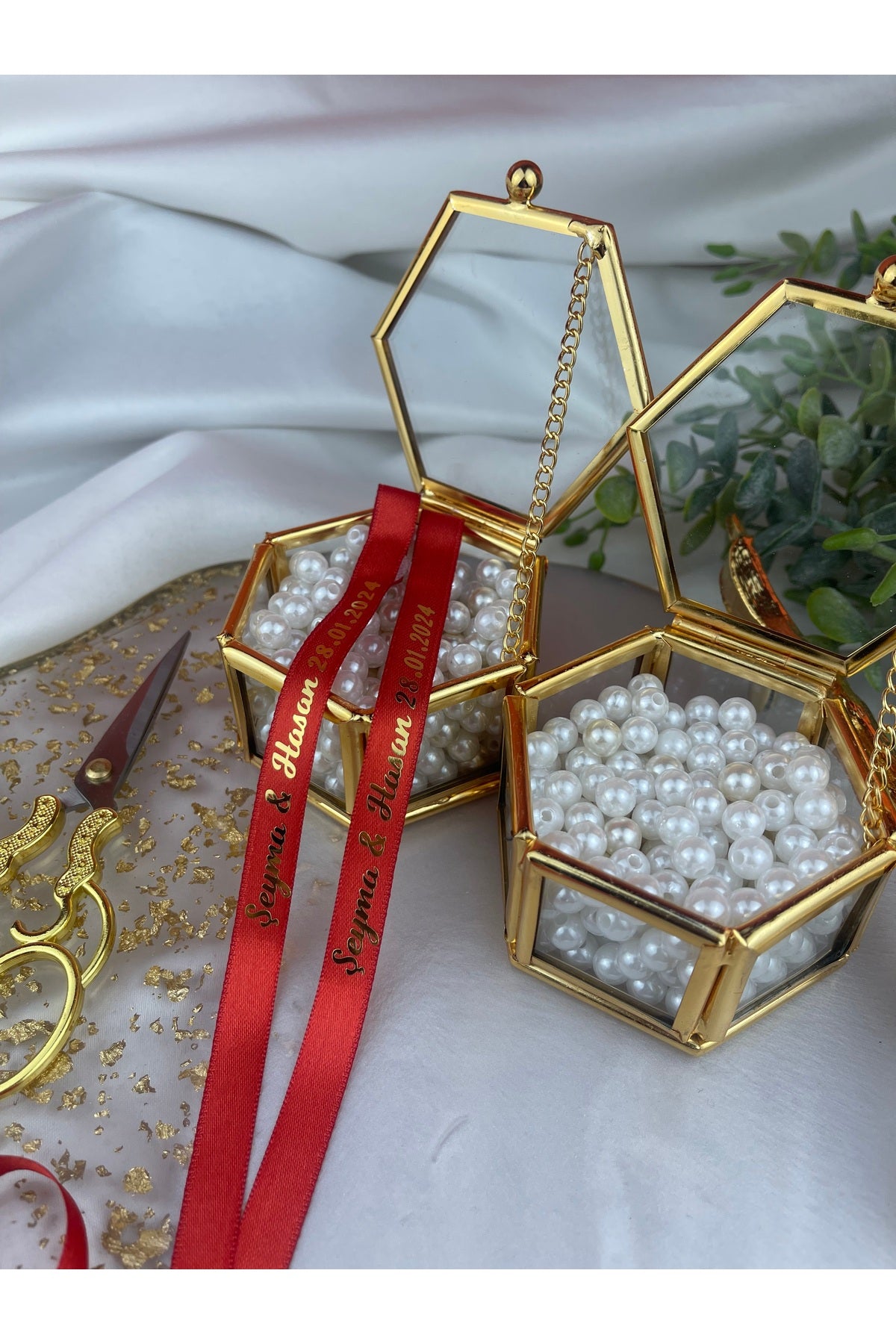 Söz ve Nişan Kurdelesi Kırmızı Gold Yazılı Saten.