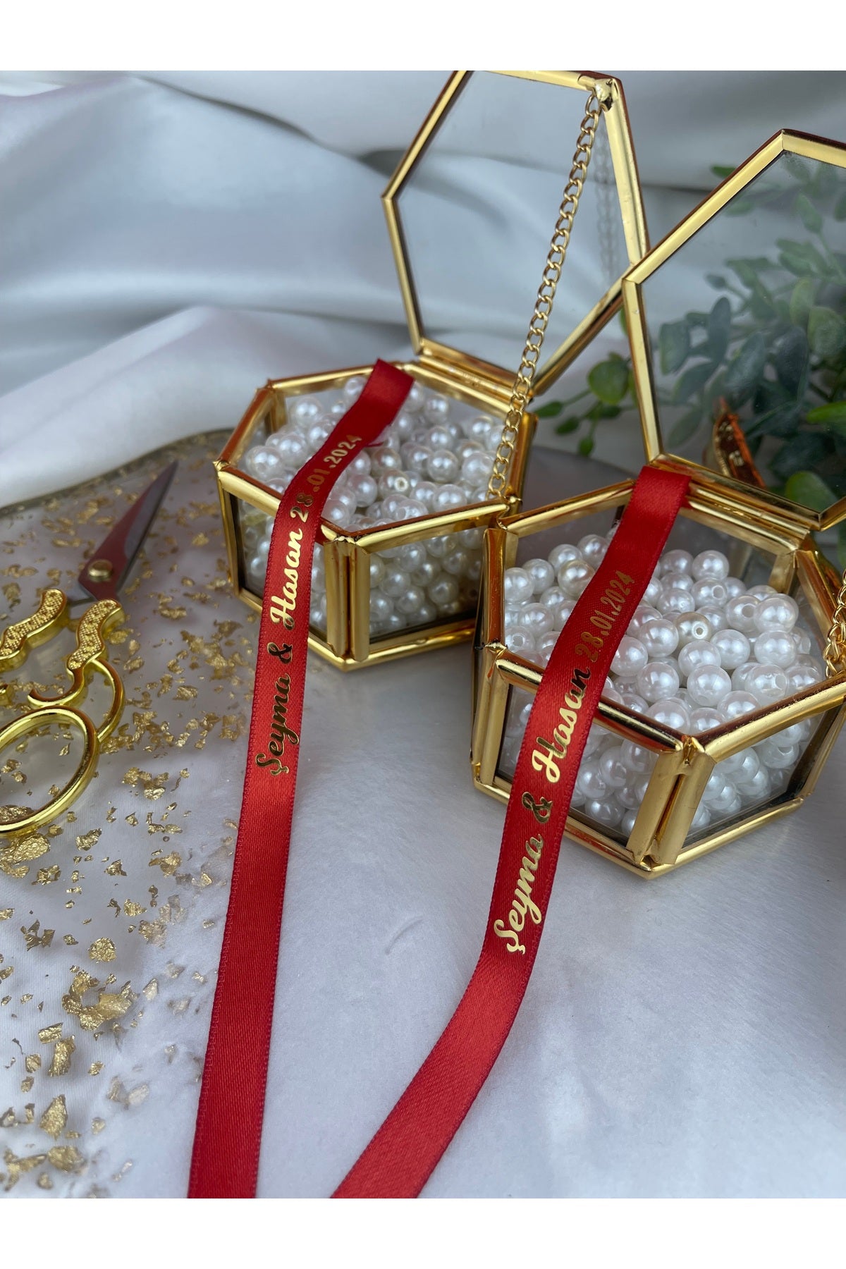 Söz ve Nişan Kurdelesi Kırmızı Gold Yazılı Saten.