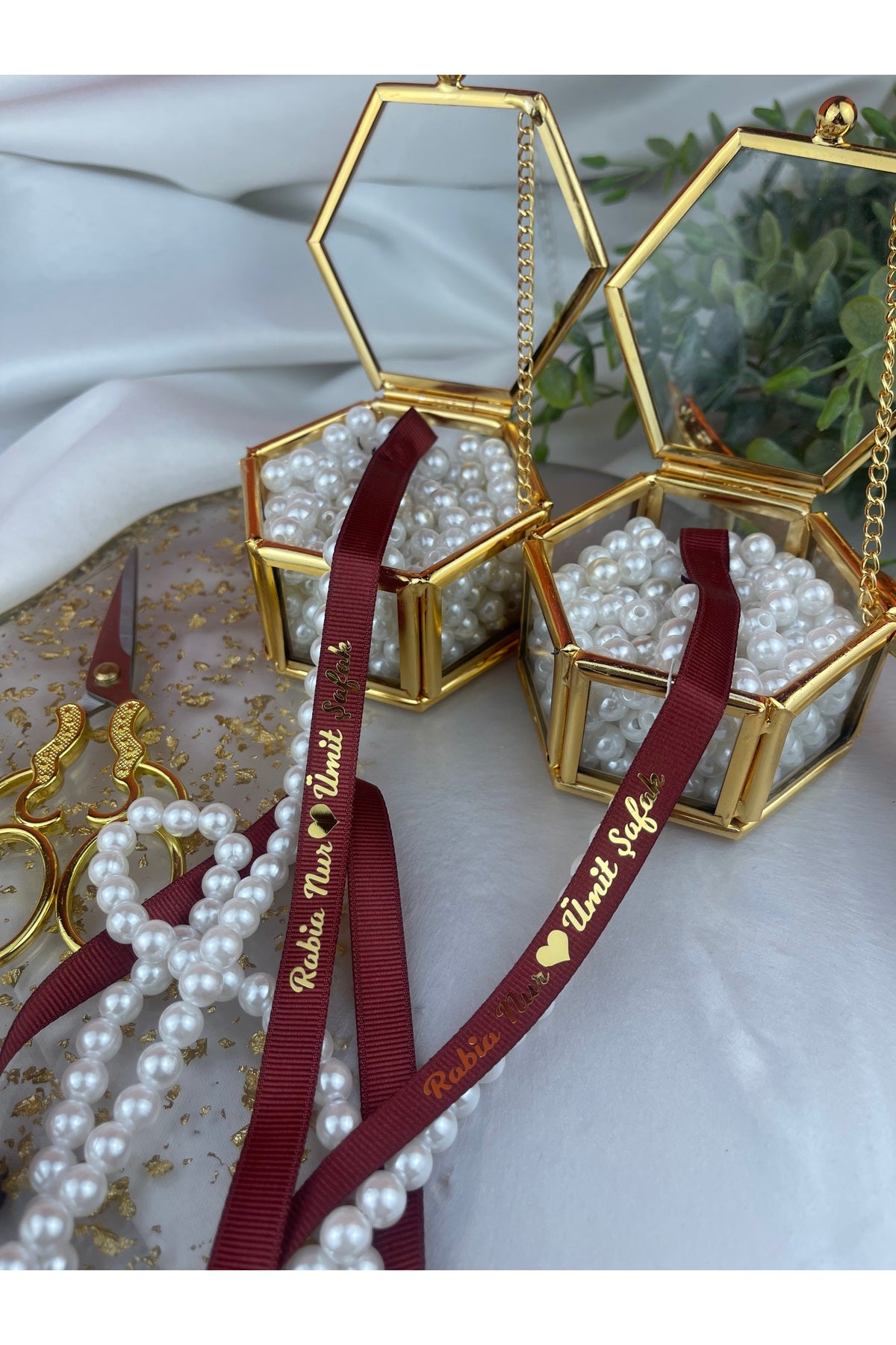 Incili Isimli Yüzük Kurdelesi Bordo Söz Kurdelesi Ve Nişan Kurdelesi Damat Kahvesi Peçete Hediyeli.
