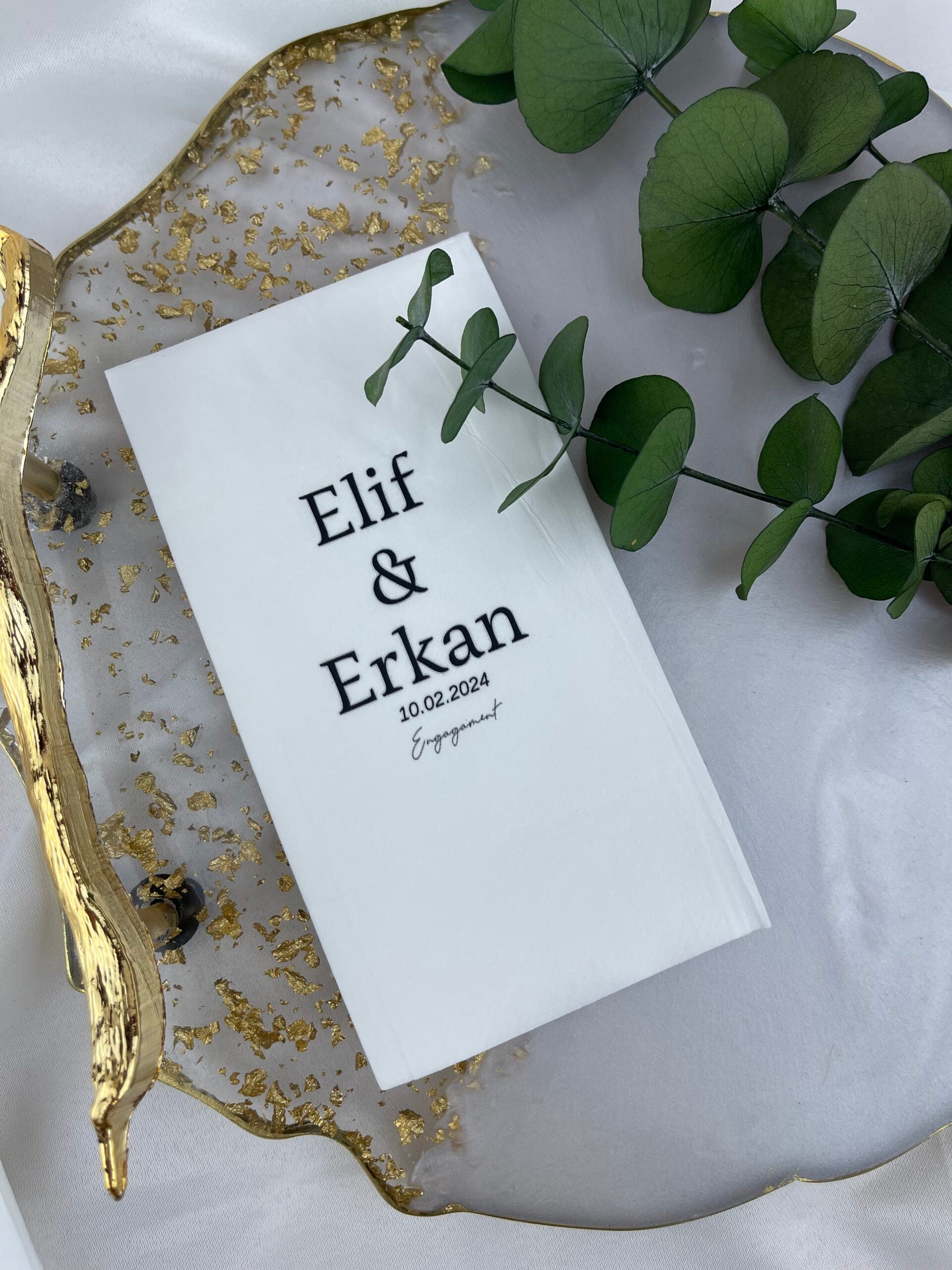 Kalın Kapital İsim Baskılı Engagement kişiye özel isimli peçete, düğün ve nişan için 20'li paket