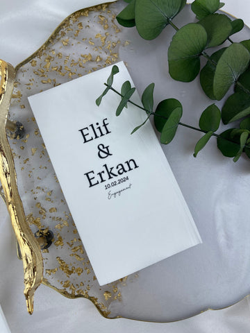 Kalın Kapital İsim Baskılı Engagement kişiye özel isimli peçete, düğün ve nişan için 20'li paket